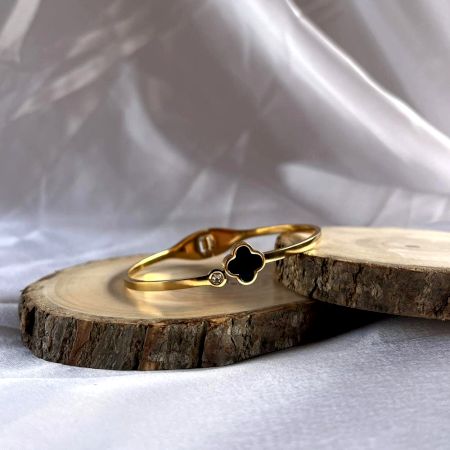 18K Gold Plated Black Cubic Zirconia Inspired Kada